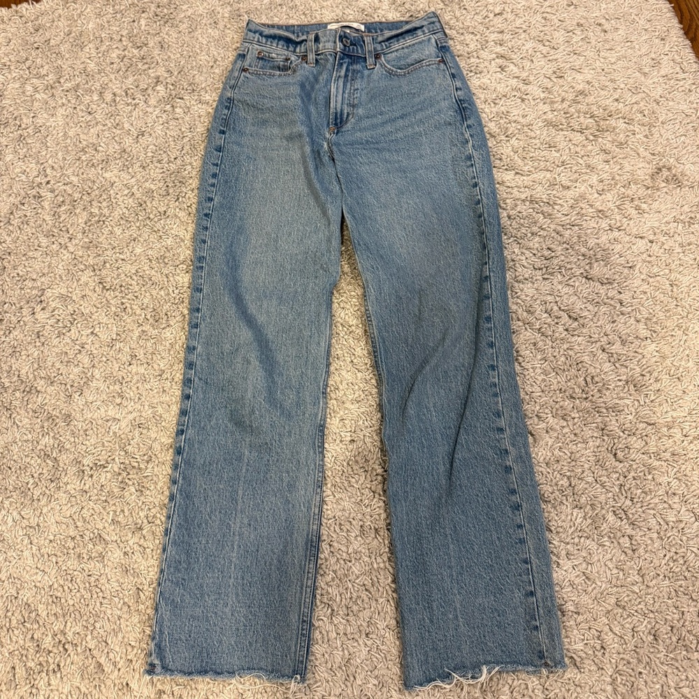 Abercrombie & Fitch Women's The Baggy Low Rise Jeans — Light Blue Denim